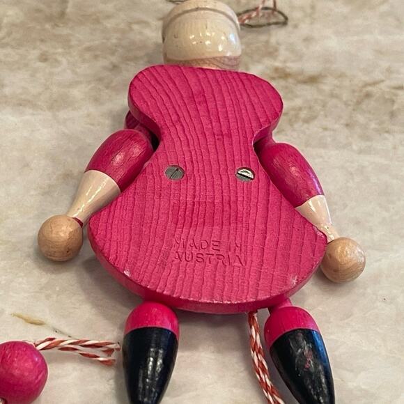 Handmade Austrian vintage wood Santa Claus puppet Christmas ornament - Picture 8 of 8